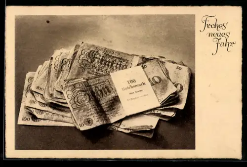 AK Bündel aus Geldscheinen, 100 Reichsmark