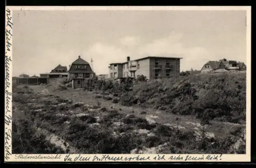 AK St. Peter, Südwestansicht, Nordsee-Kuranstalt Dr. med. F. und R. Felten Goldene Schlüssel