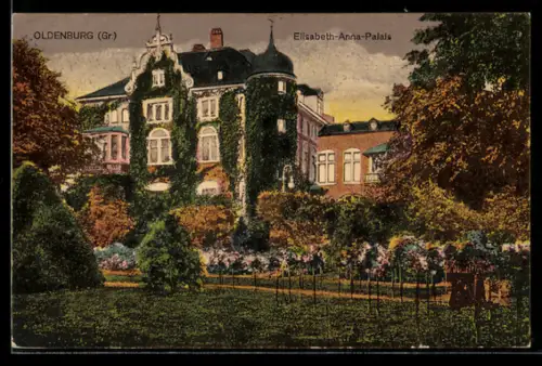 AK Oldenburg /Gr., Elisabeth-Anna-Palais mit Anlage