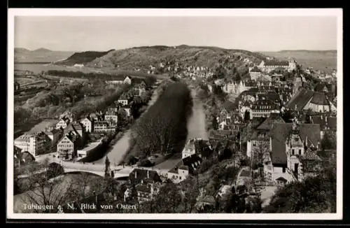 AK Tübingen a. N., Ortsansicht von Osten, mit Brücke