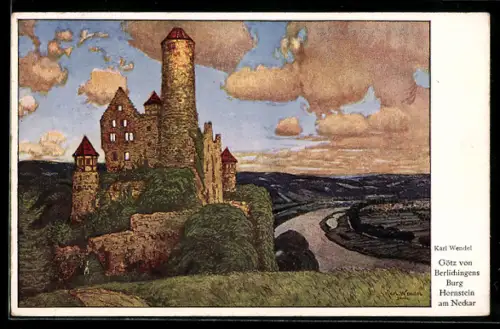 Künstler-AK Hornstein am Neckar, Götz von Berlichingens Burg Hornstein