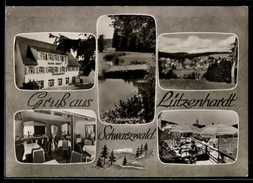 AK Lützenhardt /Schwarzwald, Hotel-Pension Hirsch K.-H. Hirth, Waldachtal, Terrasse