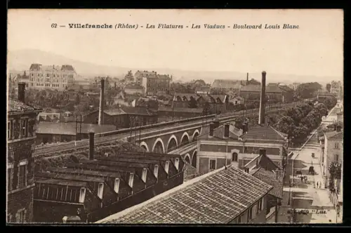 AK Villefranche /Rhône, Les Filatures, Les Viaducs, Boulevard Louis Blanc