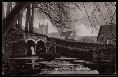AK Upway /Weymouth, Upway Wishing Well and church near Weymouth