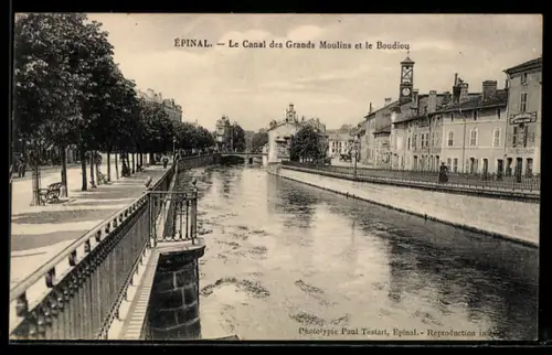 AK Épinal, Le Canal des Grands Moulins et le Boudiou
