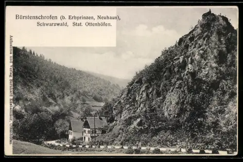 AK Ottenhöfen, Bürstenschrofen b. Erbprinzen, Neuhaus, Schwarzwald, Gebäude u. Berg