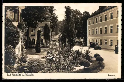 AK Bad Krumbad i. Schwaben, Partie an einer Gartenanlage