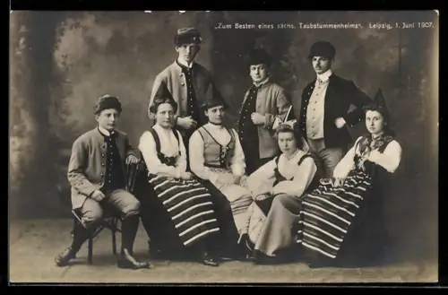 AK Leipzig, Vorführung zum Besten eines sächs. Taubstummenheims 1907