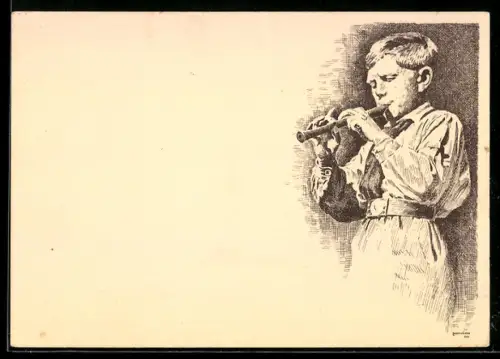 AK junge mit Flöte