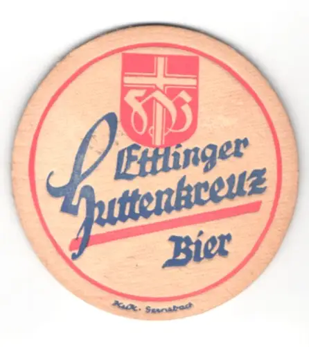 Bierdeckel Ettlinger Huttenkreuz Bier