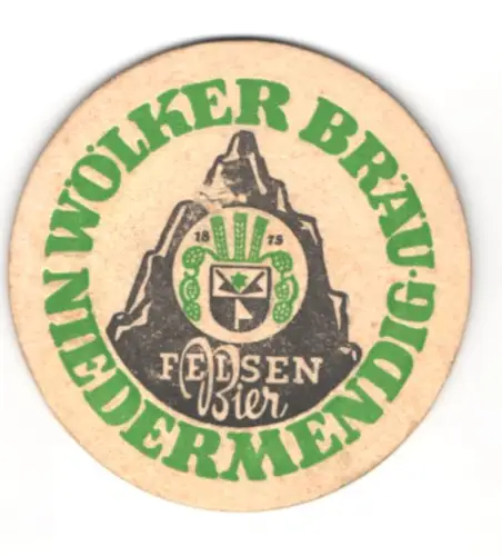 Bierdeckel Wölker Bräu, Niedermendig, Felsenbier