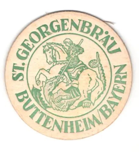 Bierdeckel St. Georgenbräu, Buttenheim /Bayern, Heiliger Georg bezwingt den Drachen