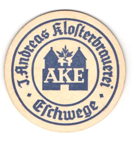 Bierdeckel J. Andreas Klosterbrauerei, Eschwege, AKE