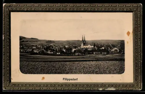 AK Filippsdorf, Ortsansicht mit Kirche