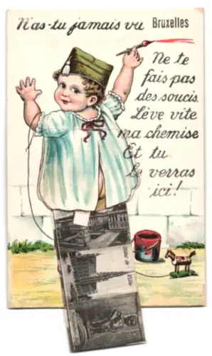 Leporello-AK Bruxelles, Gare du Midi, le Tyr National, Monts des Arts