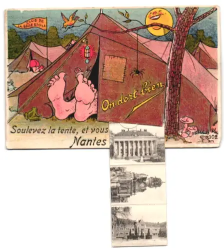 Leporello-AK Nantes, Le Port, La Colonne Louis XVI. et l`Abside, le Palais