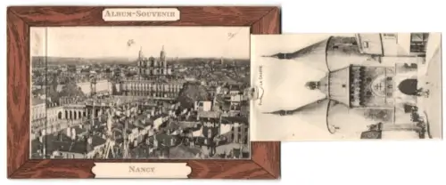 Leporello-AK Nancy, Place Stanislas, Grilles Jean-Lamour, l`Hémicycle de la Carrière, Place de la Carrière