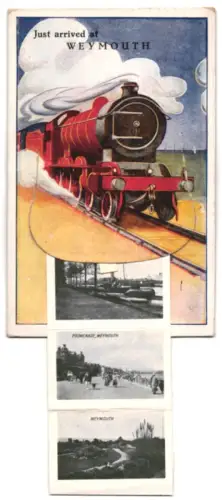 Leporello-AK Weymouth, Bey looking North, the Sands, the Clock and Beach