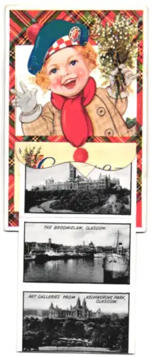 Leporello-AK Glasgow, Argyle Street, Art Galleries, Jamaica Bridge