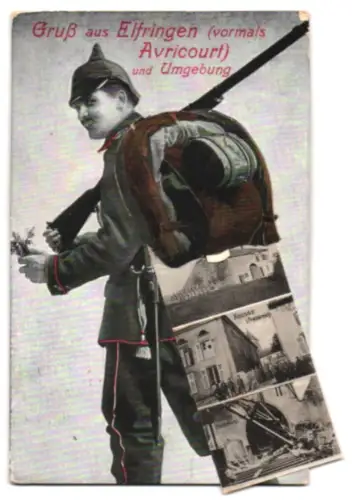 Leporello-AK Avricourt, Mulsach, Schloss Hellocourt, Lagarde