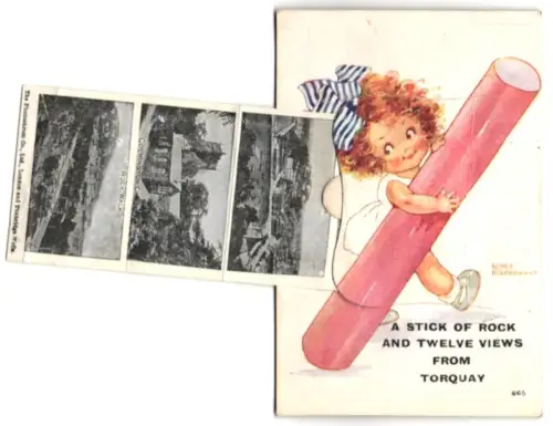 Leporello-AK Torquay, Princess Gardens, the pier, Oddicombe Beach