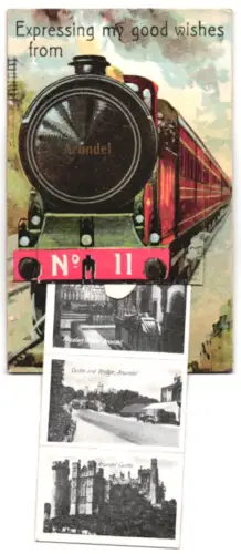 Leporello-AK Arundel, Arundel Castle, Fitzalan Chapel, Bridge