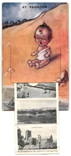 Leporello-AK Paignton, The Park, Palace Tower, Pier