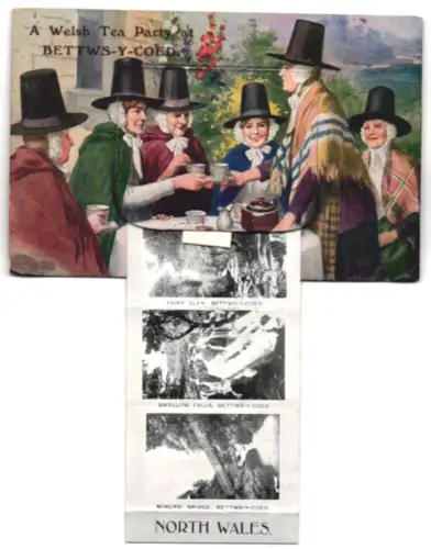 Leporello-AK Bettws-Y-Coed, Conway Castle Bridge, Fairy Glen, Pont-y-Pair