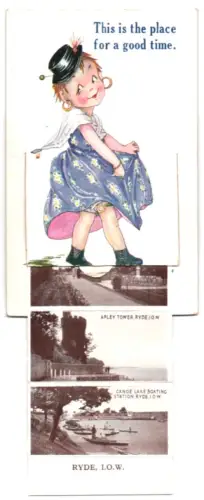 Leporello-AK Ryde, The Pavilion, Southsea Ferry, Apley Tower