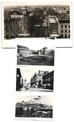 Leporello-AK Pardubice, Zelena brana, Grand-Hotel, Namesti