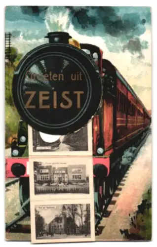 Leporello-AK Zeist, Heerenstraat, Sanatorium, Bergweg