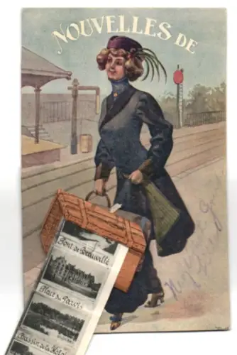 Leporello-AK Amiens, Hotel de ville, Gare St. Roch, Pont de Beauville