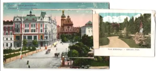 Leporello-AK Lemberg, Hetmanska-Strasse, St. Georgi`s Kathedrale, Landtagsgebäude