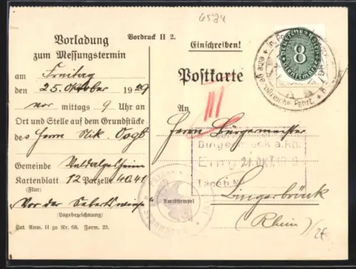 AK Propagandastempel Bingerbrück, Preuss. Katasteramt Stromberg