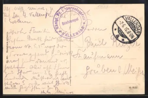 AK Lazarettstempel Vallendar, Königl. Pr. Reserve-Lazarett