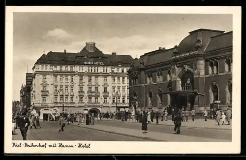 AK Kiel, Bahnhof mit Hansa Hotel