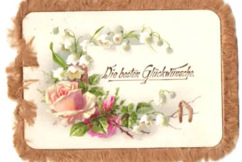 Glückwunschkarte Rose und Maiglöckchen, Glückwünsche
