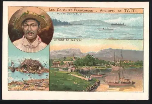 Sammelbild Cambrai, Arlatte & Co Chicorée Bleu-Argent, Les Colonies Francaises, Archipel de Taiti