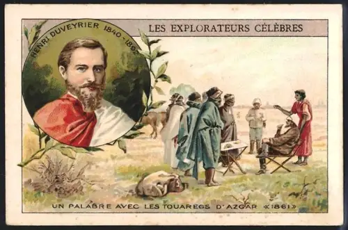 Sammelbild Cambrai, Arlatte & Co Chicorée Bleu-Argent, Explorateur Henri Duveyrier avec les Touaregs