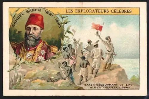 Sammelbild Cambrai, Arlatte & Cie Chicorée Bleu-Argent, Explorateur Samuel Baker 1884