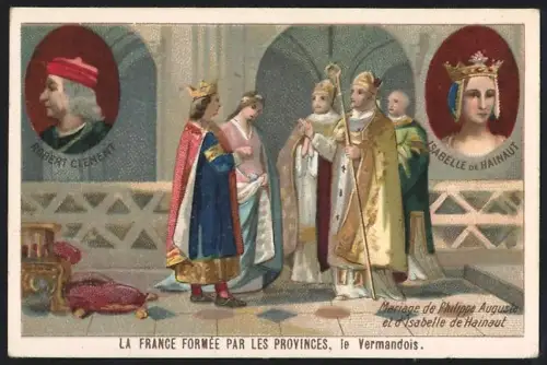 Sammelbild Cambrai, Arlatte & Cie Chicorée Bleu-Argent, Mariage de Philippe Auguste et d`Isabelle de Hainaut
