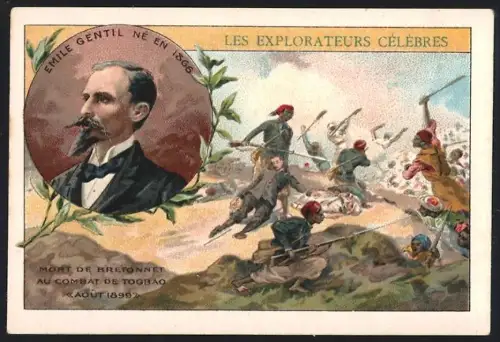 Sammelbild Cambrai, Arlatte & Co Chicorée Bleu-Argent, Explorateur Emile Gentil 1890