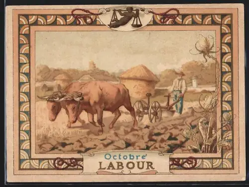 Sammelbild Cambrai, Arlatte & Cie., La Chicorée Bleu-Argent, Labour