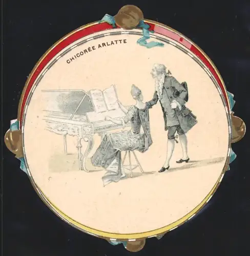 Sammelbild Cambrai, Arlatte & Cie., La Chicorée Bleu-Argent, Junge Frau spielt auf dem Piano