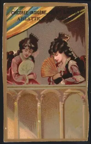 Sammelbild Cambrai, Arlatte & Cie., Chicorée Indigène Bleu-Argent, Zwei Damen in der Oper