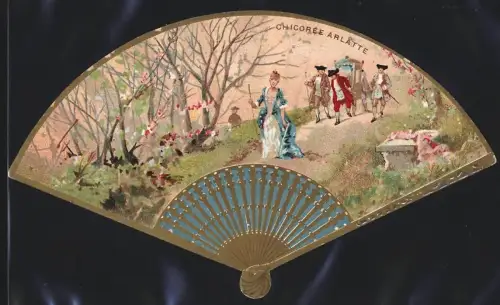 Sammelbild Cambrai, Arlatte & Cie., Chicorée Bleu-Argent, Dame wird in einer Sänfte getragen