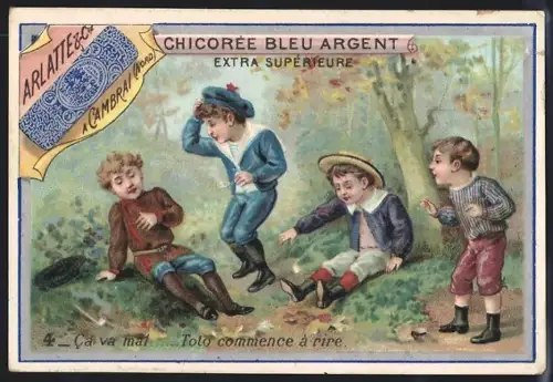 Sammelbild Cambrai, Arlatte & Cie., Chicorée Bleu-Argent, Ca va mal....Toto commerce à rire