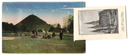 Leporello-AK Lemberg, Zentral-Bahnhof, Theater, Smolka-Monument