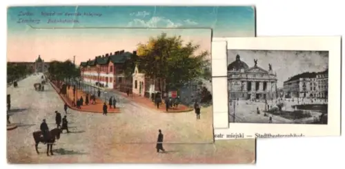 Leporello-AK Lemberg, Kilinkski`s Park, Technische Hochschule, Lantagspalais