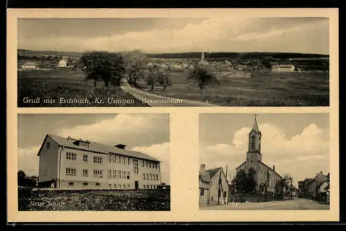 AK Eschbach /Usingen, Gesamtansicht, neue Schule, Kirche